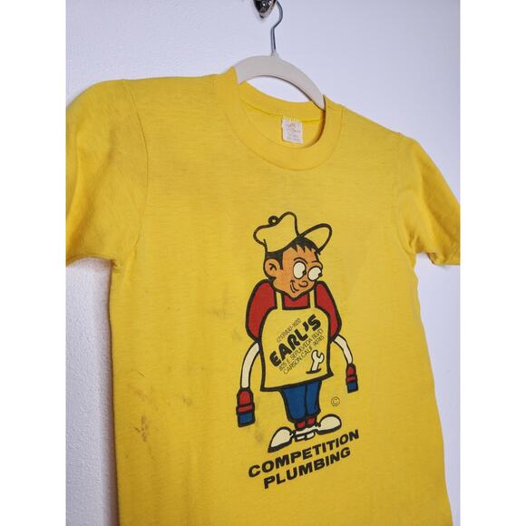 Vintage 70s Earls Plumbing California Double Sided Single Stitch Shirt Small - Picture 6 of 9